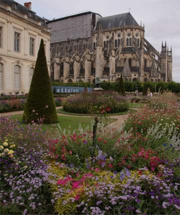 Bourges, France; cathedral and gardens